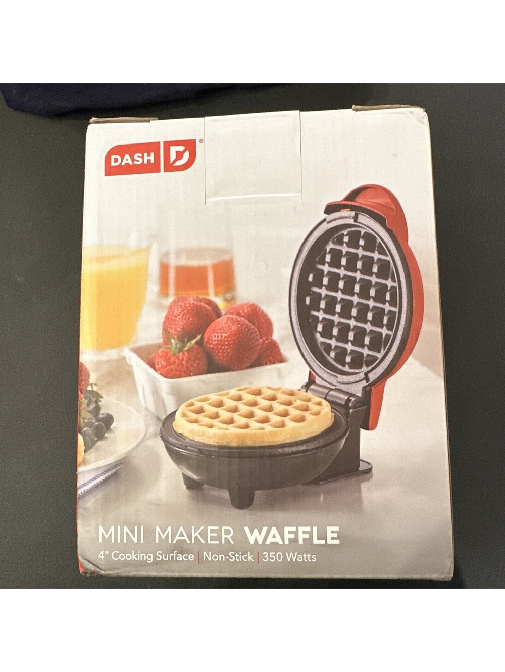 Dash Mini 4" Waffle Maker Non Stick  350 Watts Red Brand New! Cherry Red